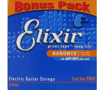 Elixir Snaren voor Electrische Gitaar Nanoweb 09-42 3-Pack
