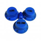 Allparts Knob Set 2T + 1V + Switch Light Blue